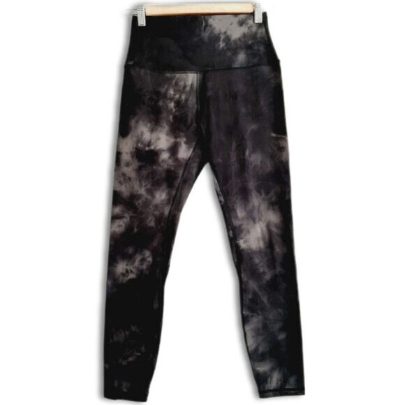 TIE-DYE \ Splatter High Waist Crop Athletic Comfy Leggings Neutral Gray Sz 6 - Picture 1 of 12